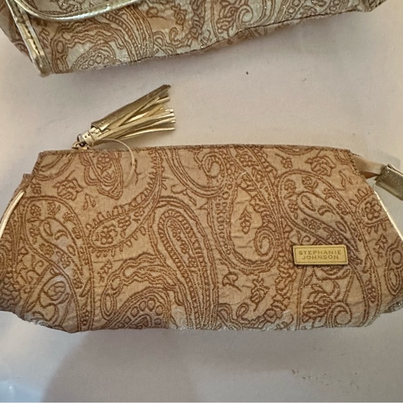 Set of 2 Cosmetic Bags with Plastic Lining and Gold Threading Detail - Picture 2 of 15